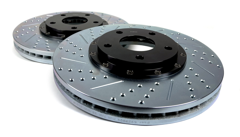 Chevrolet Corvette Stingray Brake Rotors (2) - Front - Baer Brakes - Eradispeed+ 2-Piece Slot & Drilled - Black - `14-`19